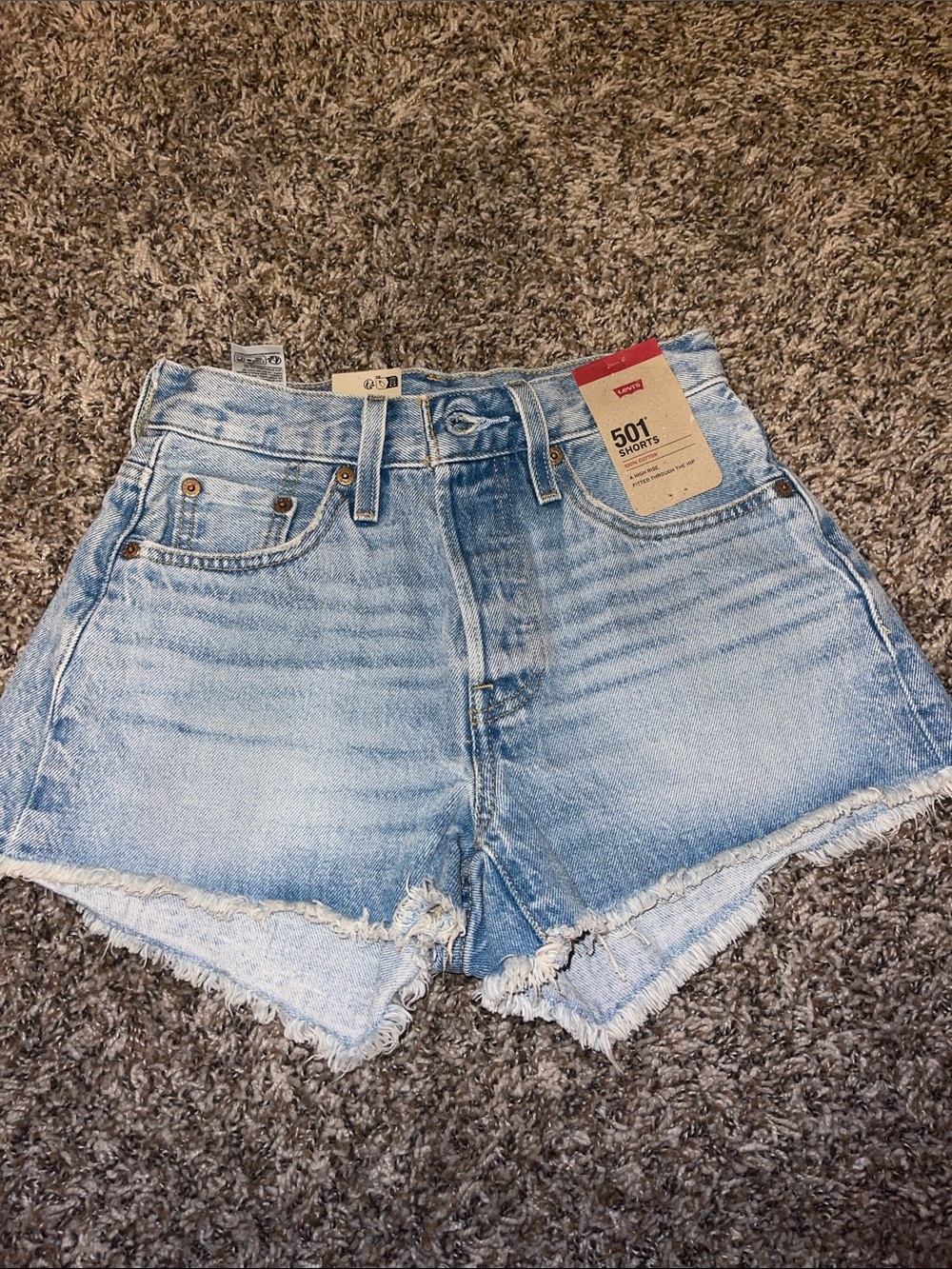 Levi's Light Blue 501 Cutoff Denim Shorts